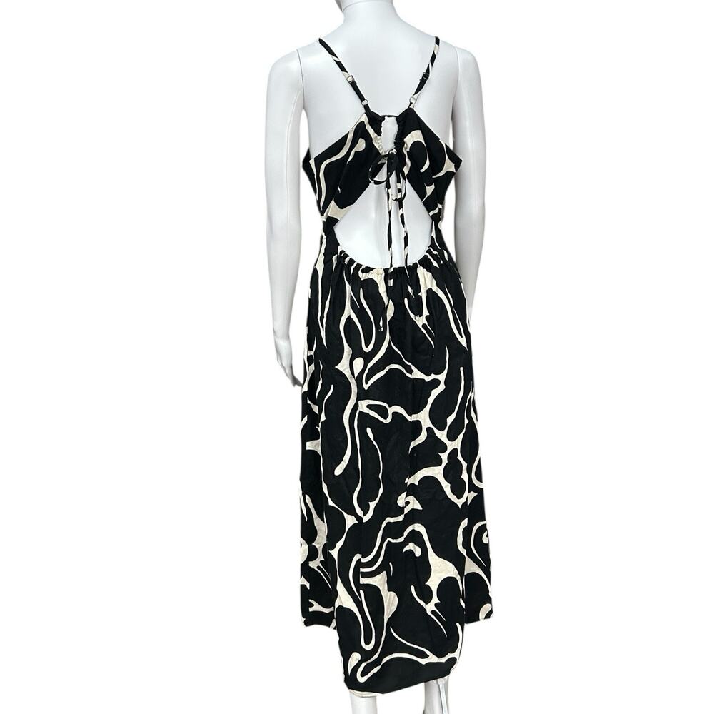 NEW Sam Edelman Merisa Linen-Blend Cutout Midi Sundress Black White M - Picture 6 of 16
